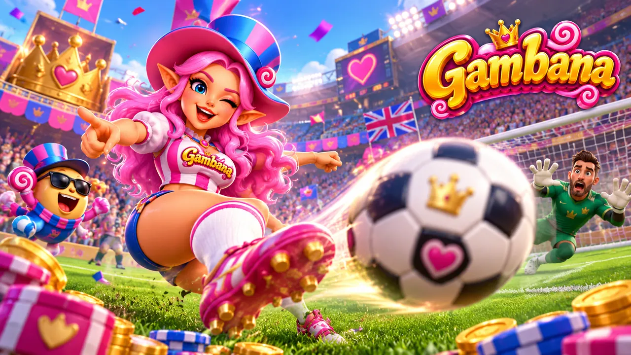 Gambana mascot scoring a goal in a packed stadium